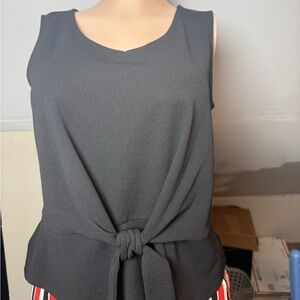 Talbots Charcoal Sleeveless Knot-Front Blouse